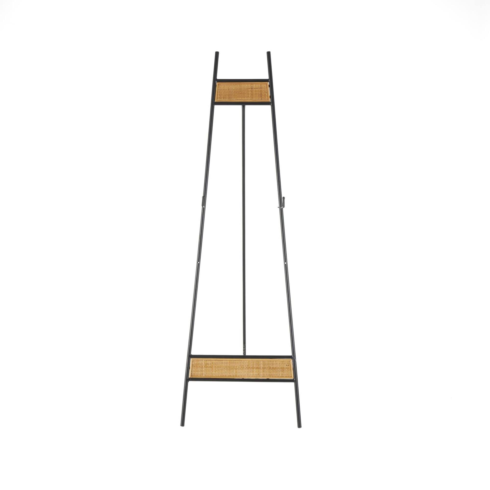 57.5" Black Metal Easel with Wood Accents